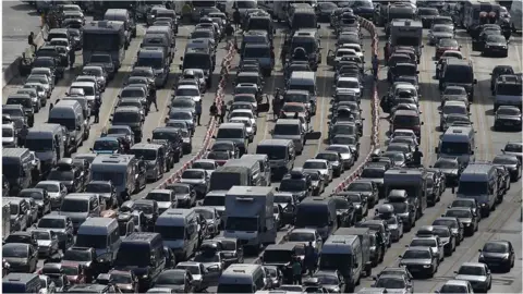 Getty Images Queues of cars at Dover in 2016