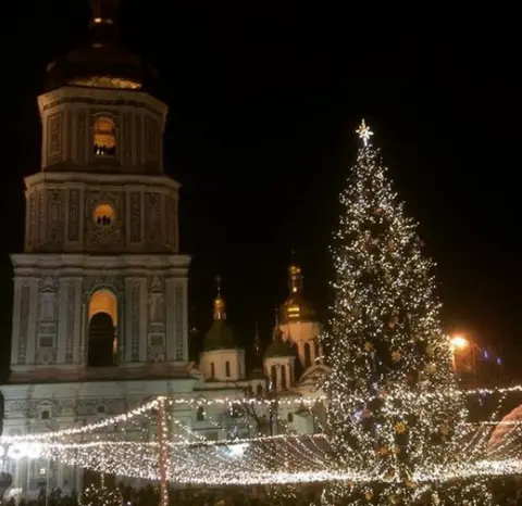 BBC Christmas tree in St Sophia Square in December 2016