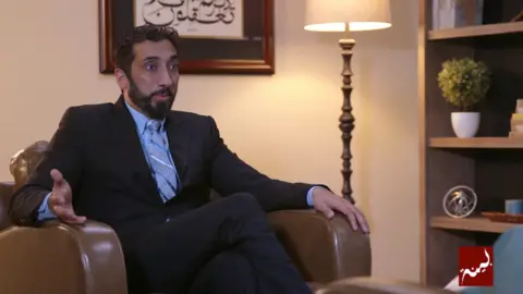 Bayyinah A picture of Nouman Ali Khan, a popular Muslim preacher who was accused of sending topless pictures to an unnamed woman