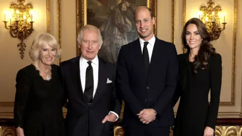 Buckingham Palace/Getty Images/PA The Queen Consort, the King, the Prince of Wales, the Princess of Wales