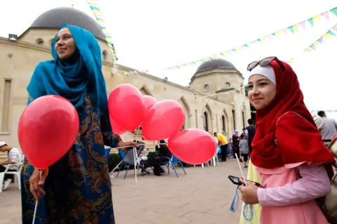 Getty Images Balloons are handed out