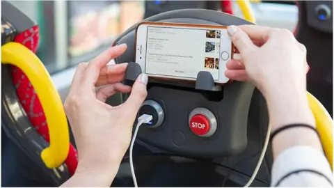 TfL Mobile phone holder and charging point