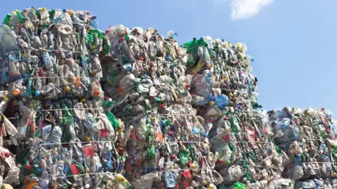 Getty Images Stacks of plastic bottles for recycling