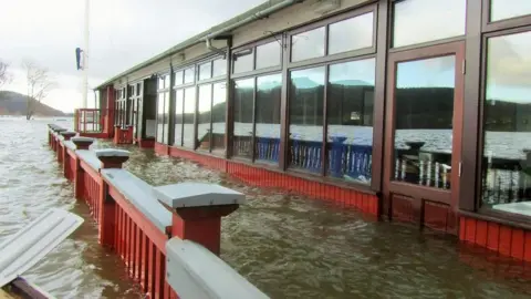 Ullswater Yacht Club The flooded clubhouse in December 2015