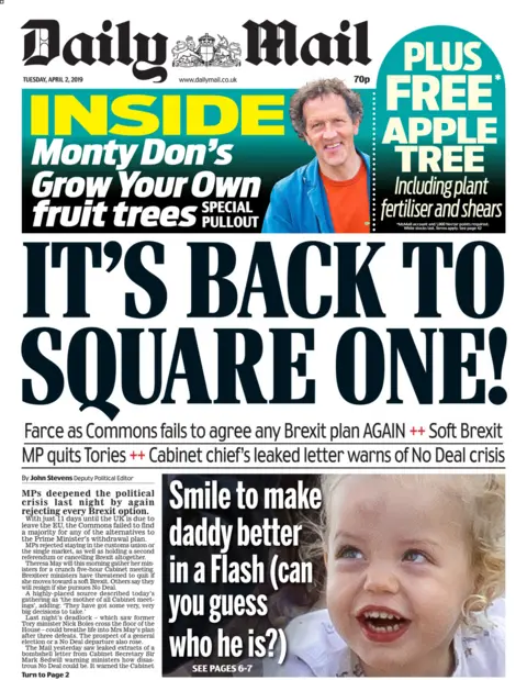 Tuesday's Daily Mail front page