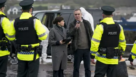 BBC James Nesbitt on the set of Bloodlands