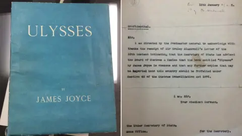 BBC Edition of Ulysses and letter saying it is banned