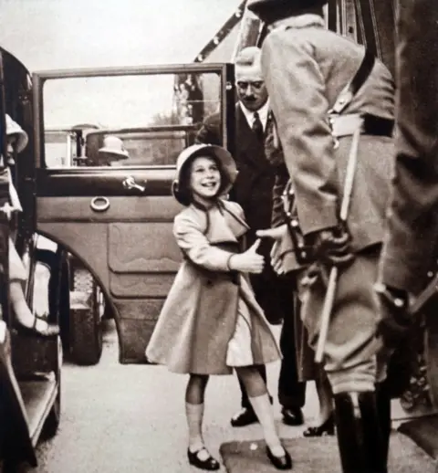 Getty Images Princess Elizabeth being greeted by an official, Windsor.