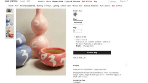 Urban Outfitters Screen grab of the pots