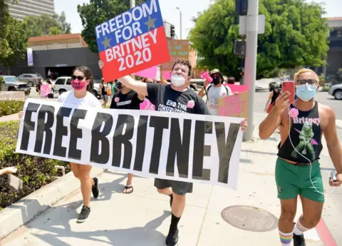 Getty Images Free Britney protestors