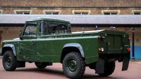 Reuters Modified Jaguar Land Rover which will carry Prince Philip's coffin