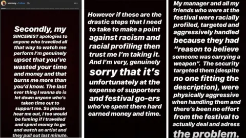 Stormzy/Instagram Three parts of Stormzy's Instagram story