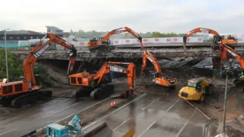 Walsall M6 bridge demolition