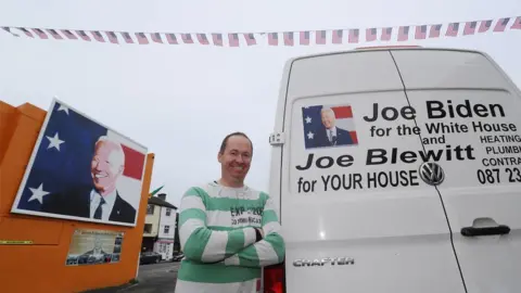 PA Media/Brian Lawless The sign on the back of Joe Blewitt's work van has raised a few laughs in Ballina