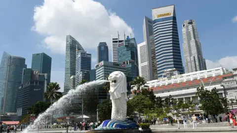 Getty Images A genera view showing Singapore's famous Merlion