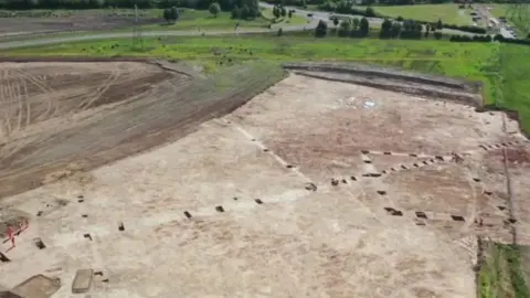 Wessex Archaeology Aerial view of the excavations near the banks of the River Cole, Coleshill.