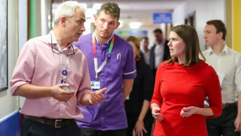 Reuters Jo Swinson during a hospital visit to Southampton