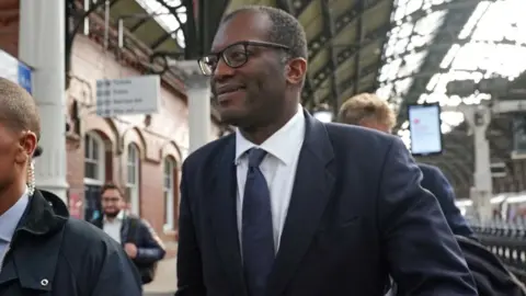 PA Media Kwasi Kwarteng at Darlington station
