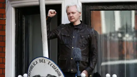 Reuters Julian Assange speaks on the balcony of the Embassy of Ecuador in London on May 19, 2017
