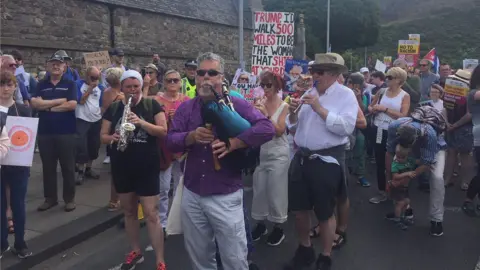 Musicians outside the Scottish Parliament