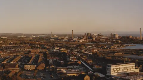 Roo Lewis A wide shot of Port Talbot steelworks from above