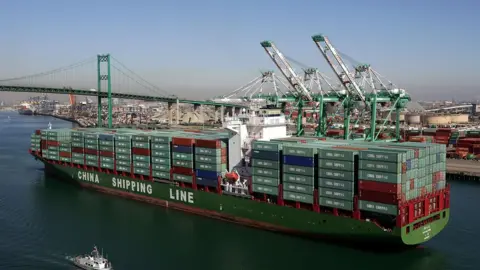 Getty Images China shipping line container ship near the port of Los Angeles