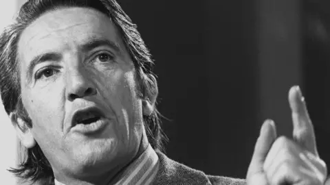 PA Media Dennis Skinner MP for Bolsover, during his speech in the debate on housing at the Labour Party Conference in Blackpool when he slammed Labour leaders for "retreat and betrayal" over the Clay Cross Council affair. Pic from 1975