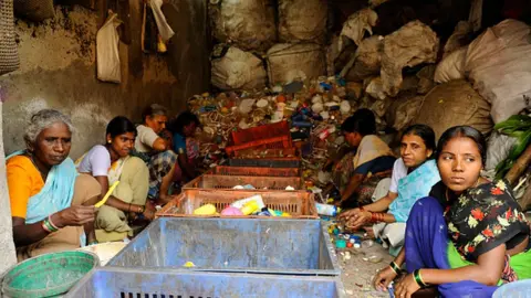 Getty Images Waste sorting in Dharavi