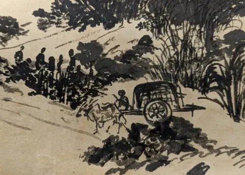 Scenes from Santiniketan Scroll detail