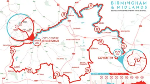 Vélo Birmingham and Midlands 2020 route for Vélo Birmingham and Midlands