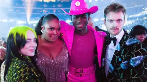 Getty Images Billie Eilish, Lizzo, Lil Nas X, with Finneas O'Connell