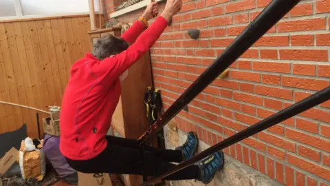 Courtesy of Carlos Soria Image shows Carlos Soria training at home