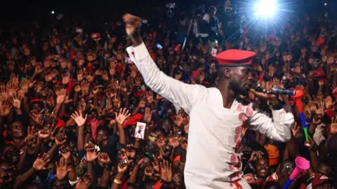 AFP Bobi Wine performing in on stage in Kampala, Uganda - Saturday 10 November 2018