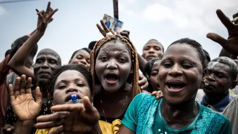 AFP Supporters of Felix Tshisekedi, who was named provisional winner of Democratic Republic of Congo"s presidential election, celebrate outside the Union for Democracy and Social Progress (UDPS) headquarters in Kinshasa on January 10, 2019