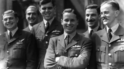 Getty Images Guy Gibson with members of his squadron