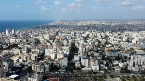 Getty Images An aerial image of Gaza City on May 19 2023, five months before the latest violence.