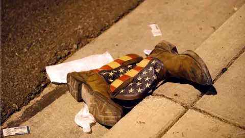 Reuters Cowboy boots on the ground in Las Vegas on 1 October 2017