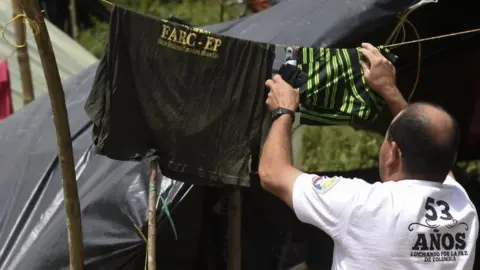 AFP A member of the Revolutionary Armed Forces of Colombia (FARC) is pictured at the Transitional Standardization Zone, "Marquetalia Cradle of Resistance", in Gaitania, Tolima Department, Colombia, on May 28, 2017