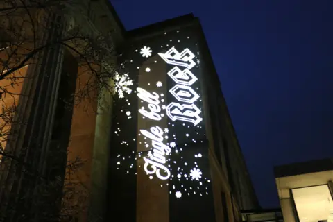 Plaster Communications Bristol ADVENTures illumination on the side of St George's