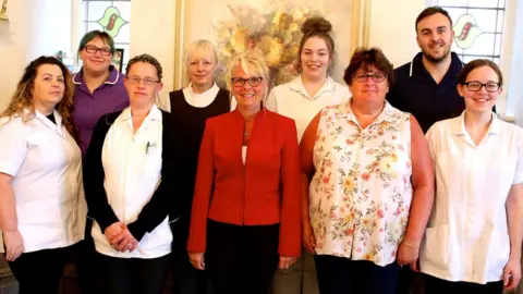 Fairhaven Lodge Staff at Fairhaven Lodge with managers Carol Williams (centre) and Geraldine Barnes (left)