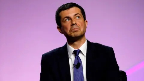 JEFF KOWALSKY/Getty Images Democratic presidential hopeful Pete Buttigieg addresses the Presidential Forum at the NAACP's 110th National Convention at Cobo Center on 24 July, 2019, in Detroit, Michigan