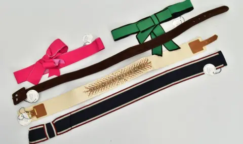 Richard Winterton Auctioneers Five fabric and suede belts once owned by Wallis Simpson