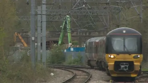 BBC Train travelling along a track