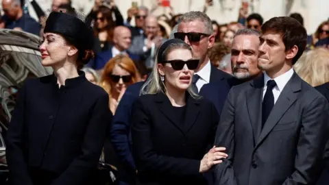 Reuters Eleonora Berlusconi, Barbara Berlusconi and Luigi Berlusconi attend the state funeral of former Italian Prime Minister Silvio Berlusconi at the Duomo Cathedral, in Milan, Italy June 14, 2023