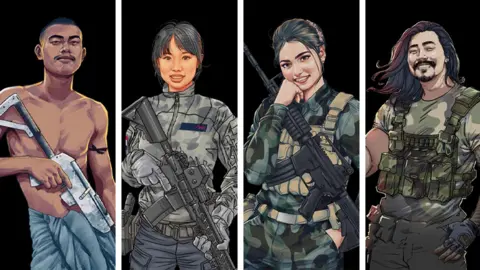 Supplied Composite image showing characters from the game