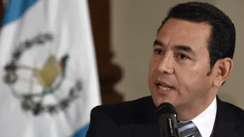 Getty Images Jimmy Morales during a press conference in Guatemala city