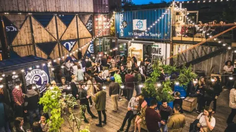 South Tyneside Council Impression of food and drink venue using containers