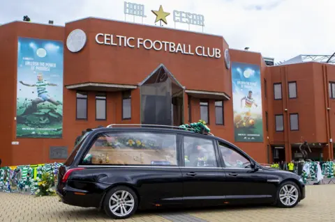 SNS Group Coffin outside Celtic Park