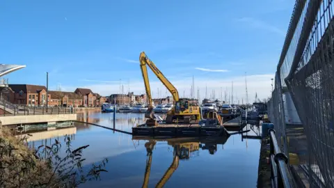 Hull City Council A crane on a pontoon in Hull Marina