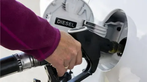 Getty Images Person filling car with diesel